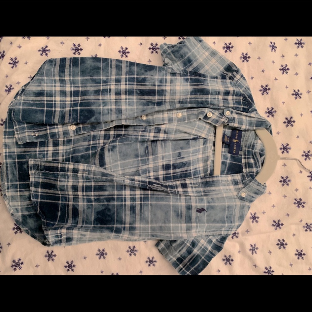 Blue acid wash Ralph lauren short sleeve top